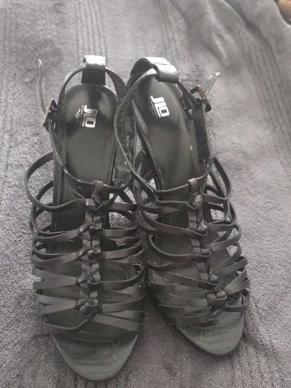 Jennifer Lopez Black Strappy High Heel Sandals